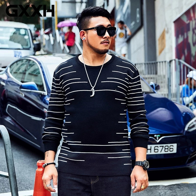 GXXH Fat Guy Plus Size XXL-7XL Men Sweater Loose Pullover Knitted Oversize Jacquard Striped Sweater Long Sleeve Black Sweater
GXXH Fat Guy Plus Size XXL-7XL Men Sweater Loose Pullover Knitted Oversize Jacquard Striped Sweater Long Sleeve Black Sweater