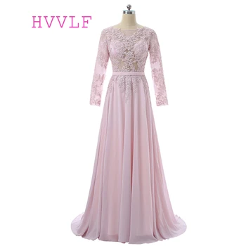 Pink Evening Dresses A-line Long Sleeves Chiffon Lace See Through Women Long Evening Gown Prom Dresses Robe De Soiree
Pink Evening Dresses A-line Long Sleeves Chiffon Lace See Through Women Long Evening Gown Prom Dresses Robe De Soiree