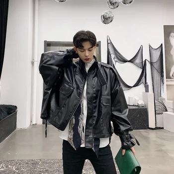 Male Fashion Casual Stand Collar Short Jacket Spring Autumn Coat Streetwear Outerwear Men Loose Bat Sleeve PU Leather Jacket
Male Fashion Casual Stand Collar Short Jacket Spring Autumn Coat Streetwear Outerwear Men Loose Bat Sleeve PU Leather Jacket