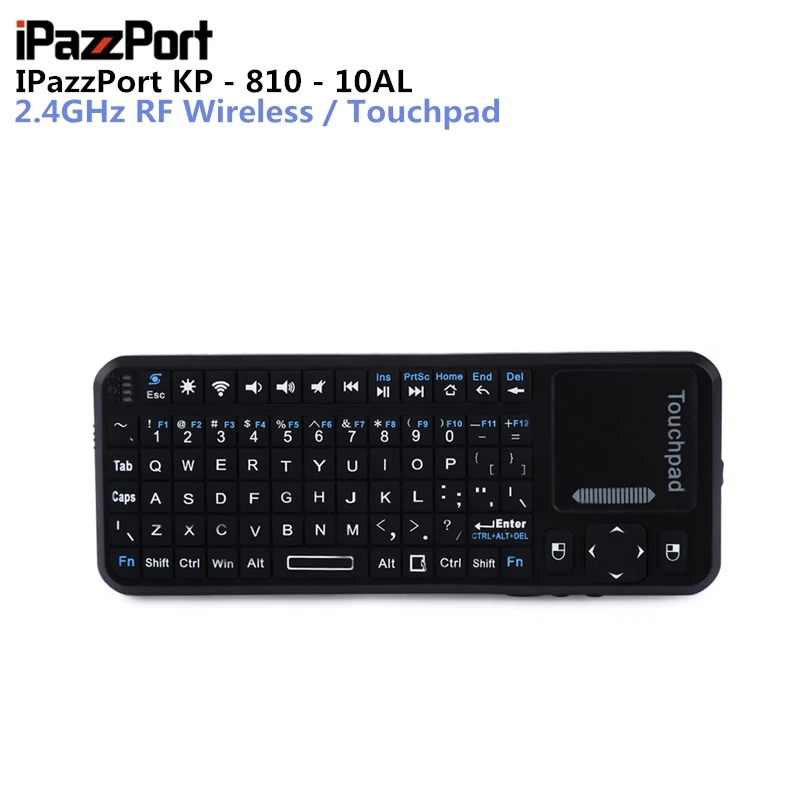 

IPazzPort KP-810-10AL Bilingual English Russian mini mouse 3.4GHz RF Remote Wireless Mini QWERTY Keyboard with Touchpad