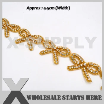 Gold Bow Clear Crystal Rhinestone Applique Trimming for Headband Bridal Accessories Kid's Cothes
Gold Bow Clear Crystal Rhinestone Applique Trimming for Headband Bridal Accessories Kid's Cothes
