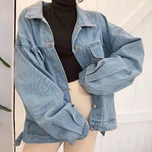 Женское пальто джинсовая куртка винтажная свободная с принтом