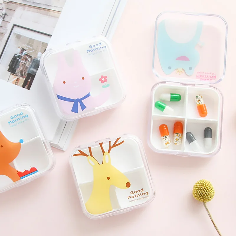 4 Slots Transparent Cartoon Animal Storage Pill Mini-Box Empty Plastic Container Box Travel Portable Container
4 Slots Transparent Cartoon Animal Storage Pill Mini-Box Empty Plastic Container Box Travel Portable Container