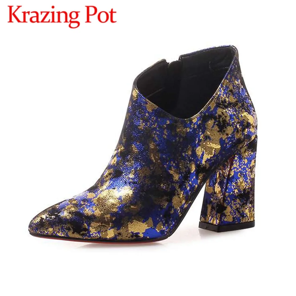 Chinese style oriental design cuts-on sheep leather popular mixed colors pointed toe movie stars high heels ankle boots L16
Chinese style oriental design cuts-on sheep leather popular mixed colors pointed toe movie stars high heels ankle boots L16