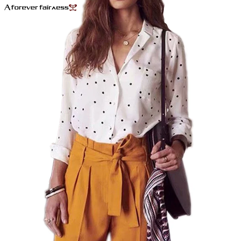 A Forever 2019 Spring Summer New Women Vintage Polka Dot Suit Collar Single Breasted Fashion Long Sleeve Shirt M-1149
A Forever 2019 Spring Summer New Women Vintage Polka Dot Suit Collar Single Breasted Fashion Long Sleeve Shirt M-1149