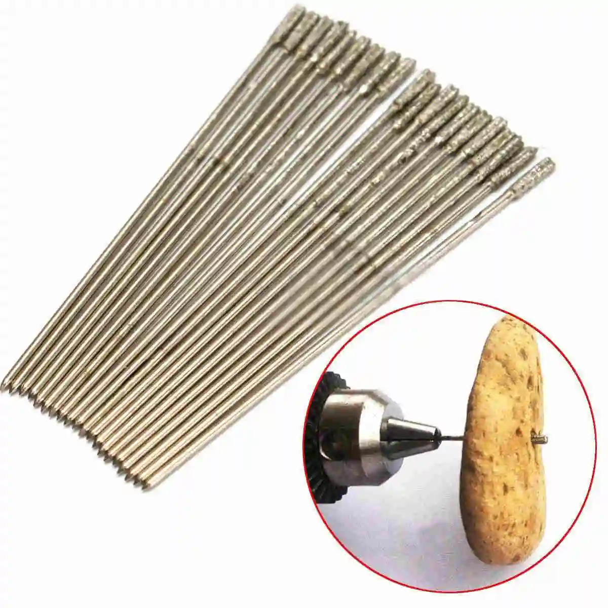 20pcs/set Solid Diamond Coated Drill Bits Hole Lapidary Needle Jewelry Agate 1mm New Accessories