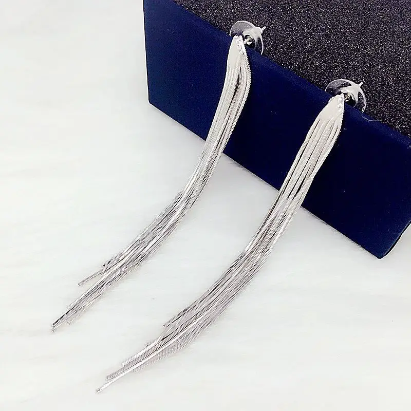 Factory Promotions Beautiful Long Tassel Drop Earrings 925 Sterling Silver Ear Pins High Quality Fashion Classic Jewelry
Factory Promotions Beautiful Long Tassel Drop Earrings 925 Sterling Silver Ear Pins High Quality Fashion Classic Jewelry