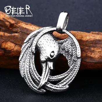 BEIER Norse Raven Viking pendant Necklace Crow Runes Thor Hammer Mjolnir Talisman Vintage Eagle Men Chain omen BP8-297
BEIER Norse Raven Viking pendant Necklace Crow Runes Thor Hammer Mjolnir Talisman Vintage Eagle Men Chain omen BP8-297