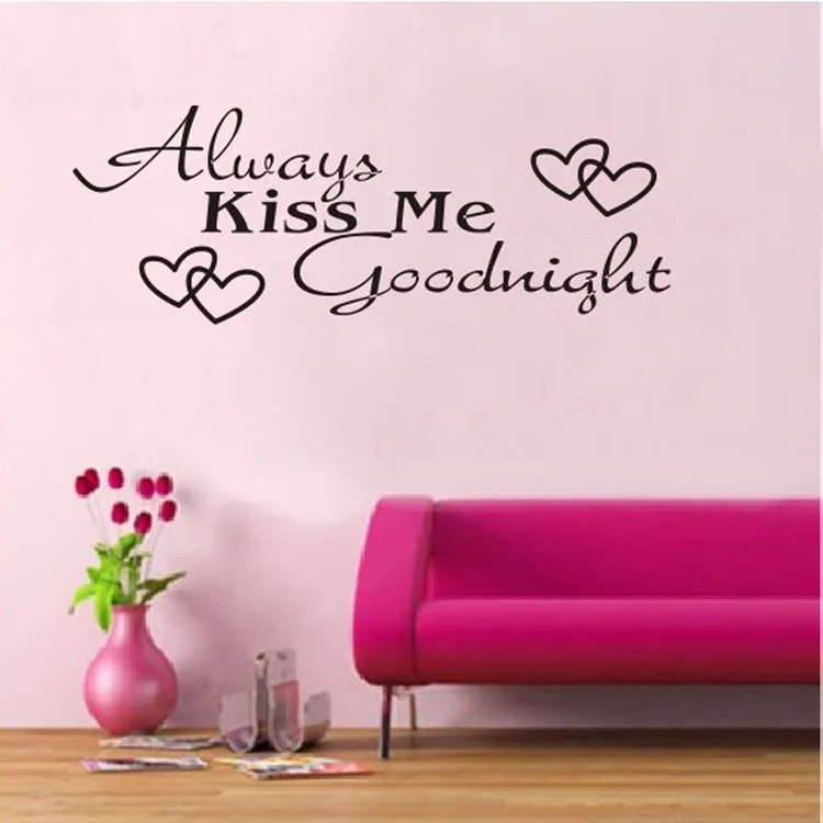 Fashion Home Decoration Always Kiss Me Good Night Vinyl Wall Art Decals Window Wall Stickers HG-0675
Fashion Home Decoration Always Kiss Me Good Night Vinyl Wall Art Decals Window Wall Stickers HG-0675