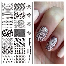 YZWLE 1 Pc Retângulo Geometria Da Placa De exposição da Imagem de Impressão Da Arte Do Prego Selo Polonês Designs Unhas Template # JQ-L05(China)