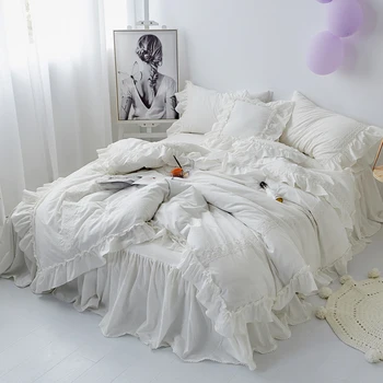 160X200cm Size Bedskirt Bedding Set Purple Grey Chic Ruffled Shabby Washed Cotton Duvet Cover Girls Twin Queen King size 4/7Pcs
160X200cm Size Bedskirt Bedding Set Purple Grey Chic Ruffled Shabby Washed Cotton Duvet Cover Girls Twin Queen King size 4/7Pcs