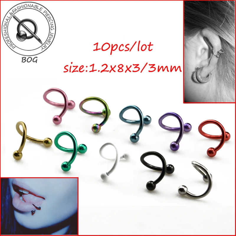 BOG-Lot 10 Pieces Anodized S Spiral Twisted Lip Ring Nose Ring Ear Cartilage Helix Piercing Body Piercing Jewelry 16g
BOG-Lot 10 Pieces Anodized S Spiral Twisted Lip Ring Nose Ring Ear Cartilage Helix Piercing Body Piercing Jewelry 16g