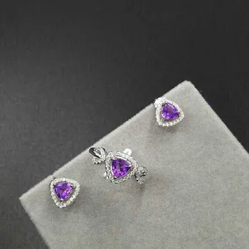 Fidelity Natural 5mm purple crystal s925 sterling silver ring earrings heart fine jewelry sets gift for women natural gemstone
Fidelity Natural 5mm purple crystal s925 sterling silver ring earrings heart fine jewelry sets gift for women natural gemstone