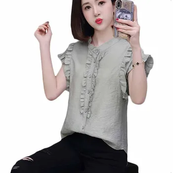 Women Summer Ruffle Sleeve Chiffon Shirt 2019 New Fashion Loose Elegant Slim Button Shirts Women's Short Casual Blouses a287
Women Summer Ruffle Sleeve Chiffon Shirt 2019 New Fashion Loose Elegant Slim Button Shirts Women's Short Casual Blouses a287