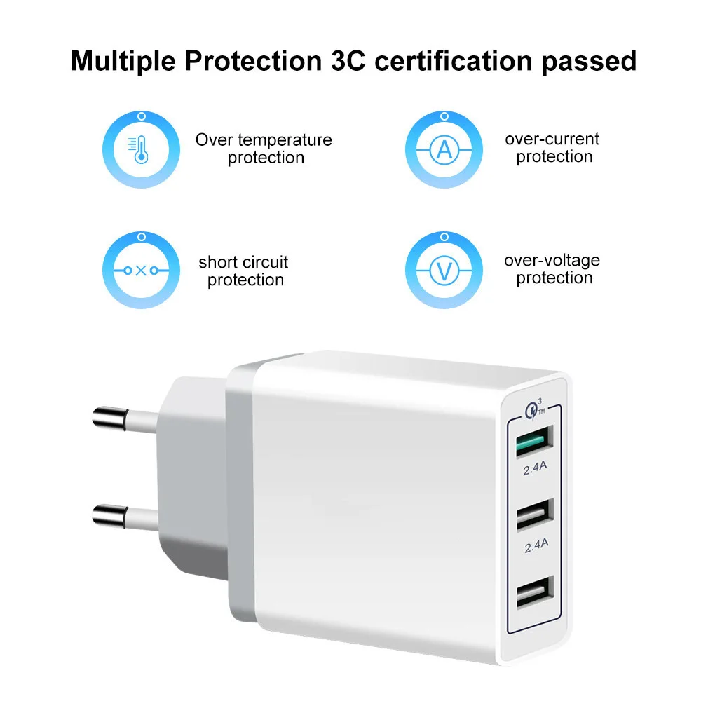 USB Charger for iPhone Xs X 8 7 Fast Phone Charger 3 ports for Xiaomi a2 Wall Charger EU US Adapter quick Mobile Phone Charger
USB Charger for iPhone Xs X 8 7 Fast Phone Charger 3 ports for Xiaomi a2 Wall Charger EU US Adapter quick Mobile Phone Charger