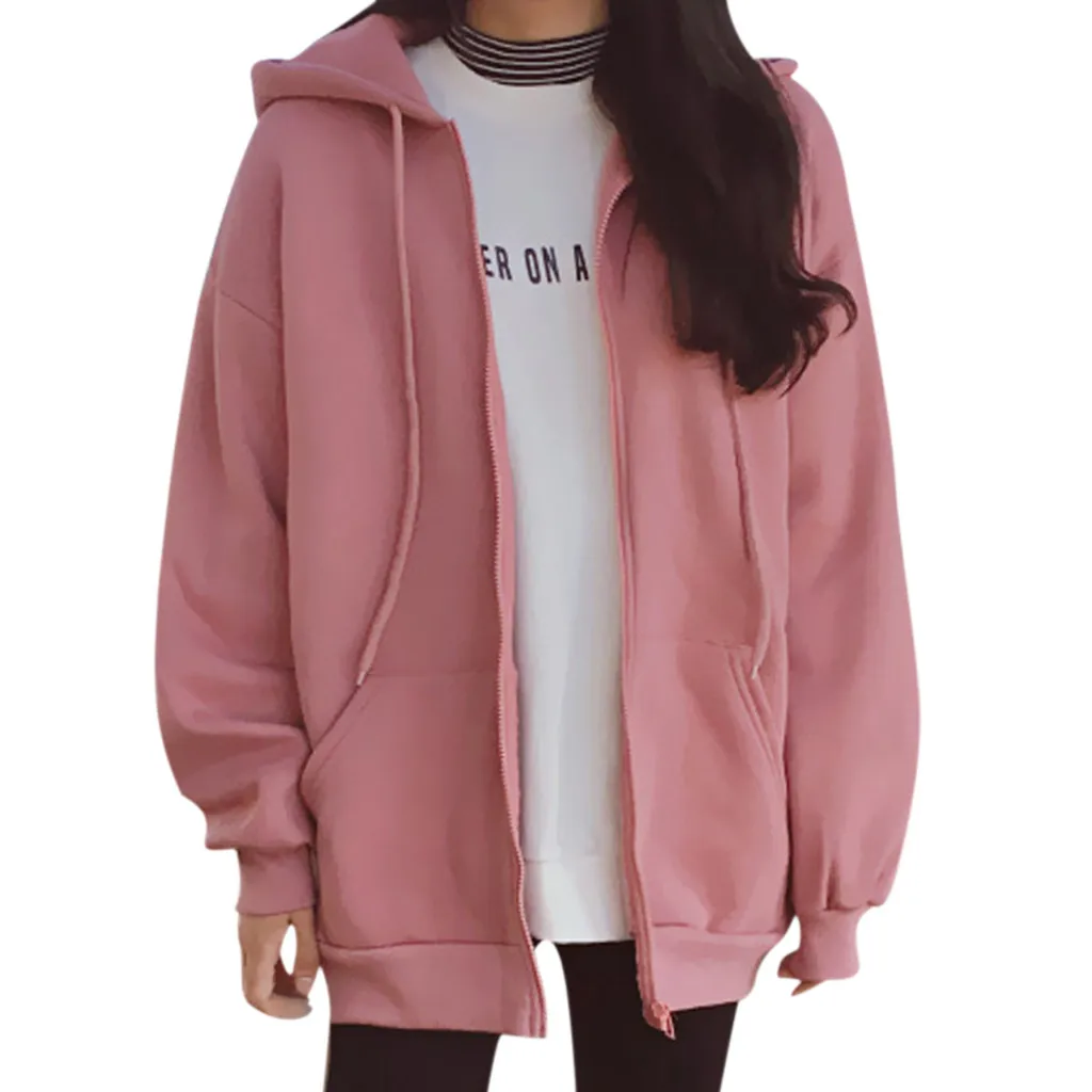 2019 Fashion Women's Ready Stock Pure Color Oversize Sweatshirts Korean Zipper Loose Hoodie Sport Outwear Hot Sale outfit
2019 Fashion Women's Ready Stock Pure Color Oversize Sweatshirts Korean Zipper Loose Hoodie Sport Outwear Hot Sale outfit