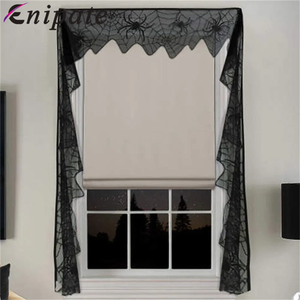 Enipate Halloween Gothic Black Lace Bat Curtain Valance Halloween Haunted House Spiderweb Cloth Scary Decoration 28x610cm
Enipate Halloween Gothic Black Lace Bat Curtain Valance Halloween Haunted House Spiderweb Cloth Scary Decoration 28x610cm