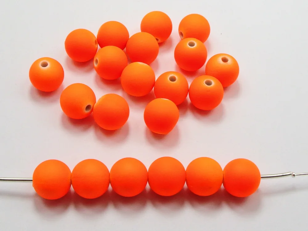 

100 Mixed Fluorescent Neon Beads Acrylic Round Beads 12mm(1/2") Rubber Tone