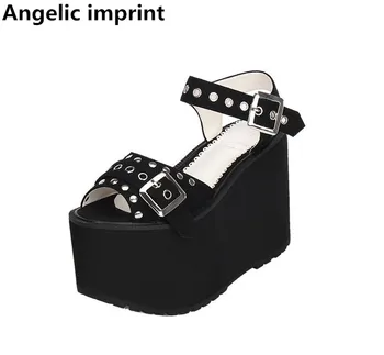 Angelic imprint woman mori girl lolita cosplay rivet punk shoes lady trifle heel wedges pumps women princess summer sandals 47
Angelic imprint woman mori girl lolita cosplay rivet punk shoes lady trifle heel wedges pumps women princess summer sandals 47