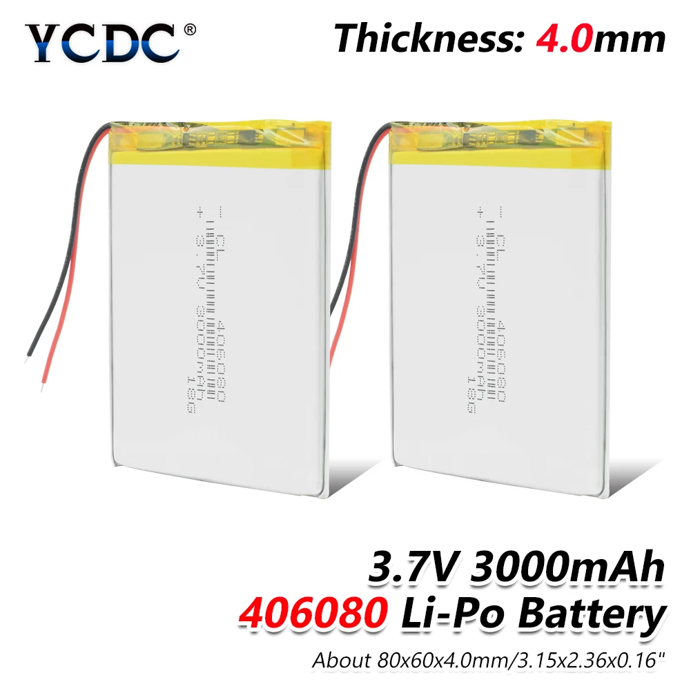 1/2/4x 80x60x4mm 406080 3.7V 3000mAh Rechargeable Li Polymer Battery Large Capacity 3000mAh Li Ion Po Lithium Tablet Laptop DVD
1/2/4x 80x60x4mm 406080 3.7V 3000mAh Rechargeable Li Polymer Battery Large Capacity 3000mAh Li Ion Po Lithium Tablet Laptop DVD