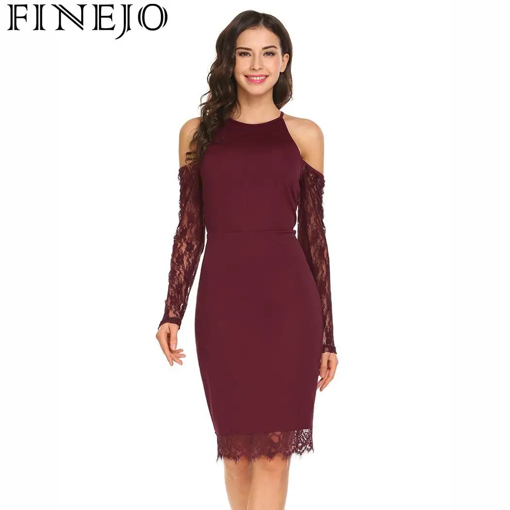 FINEJO Women Bodycon Dress 2019 Spring Summer Autumn Party Dresses Halter Women off Shoulder Lace Sleeve Slim Feminina Vestidos
FINEJO Women Bodycon Dress 2019 Spring Summer Autumn Party Dresses Halter Women off Shoulder Lace Sleeve Slim Feminina Vestidos