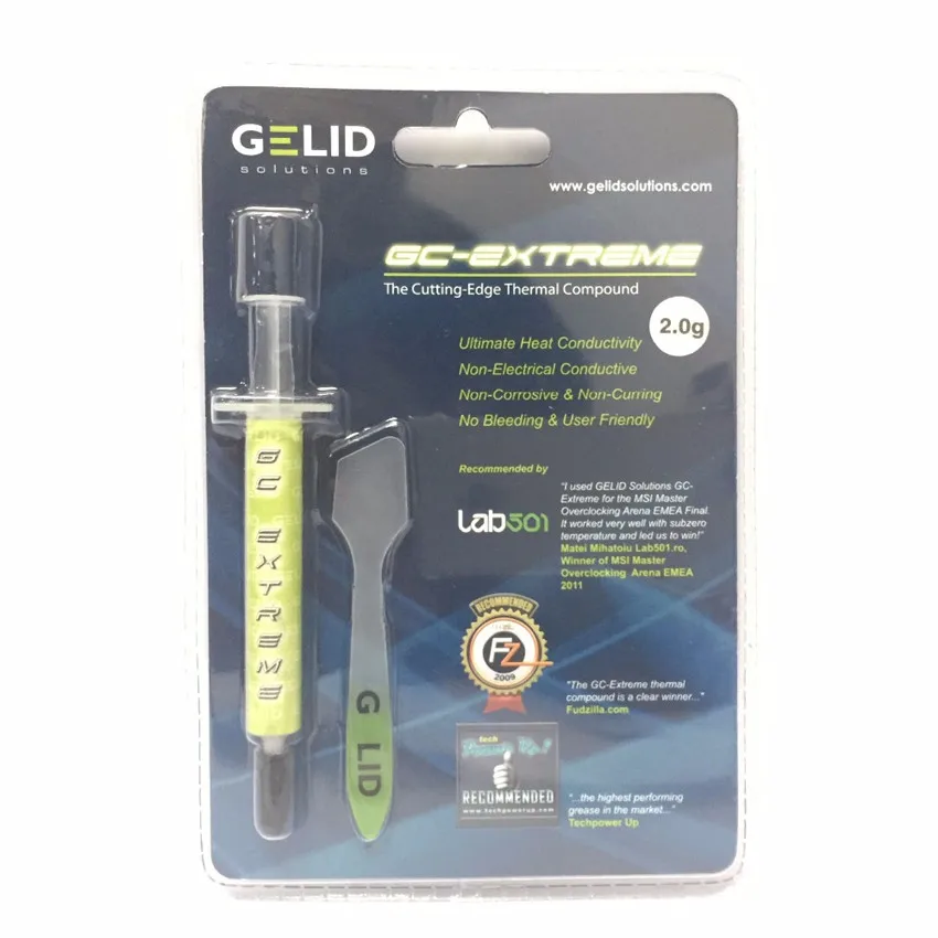 GELID GC-Extreme 2.0g Intel AMD PC CPU Heat Sink Fan paste compound Processor Cooler Cooling Heatsink Plaster Thermal Grease
GELID GC-Extreme 2.0g Intel AMD PC CPU Heat Sink Fan paste compound Processor Cooler Cooling Heatsink Plaster Thermal Grease