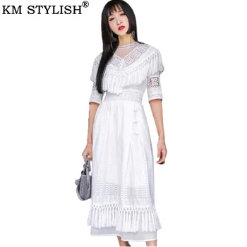 Ladies White Ethnic Style Openwork Lace Maxi Dress Slim Retro Super Fairy Beach Seaside Resort Fringe Long Dress
Ladies White Ethnic Style Openwork Lace Maxi Dress Slim Retro Super Fairy Beach Seaside Resort Fringe Long Dress