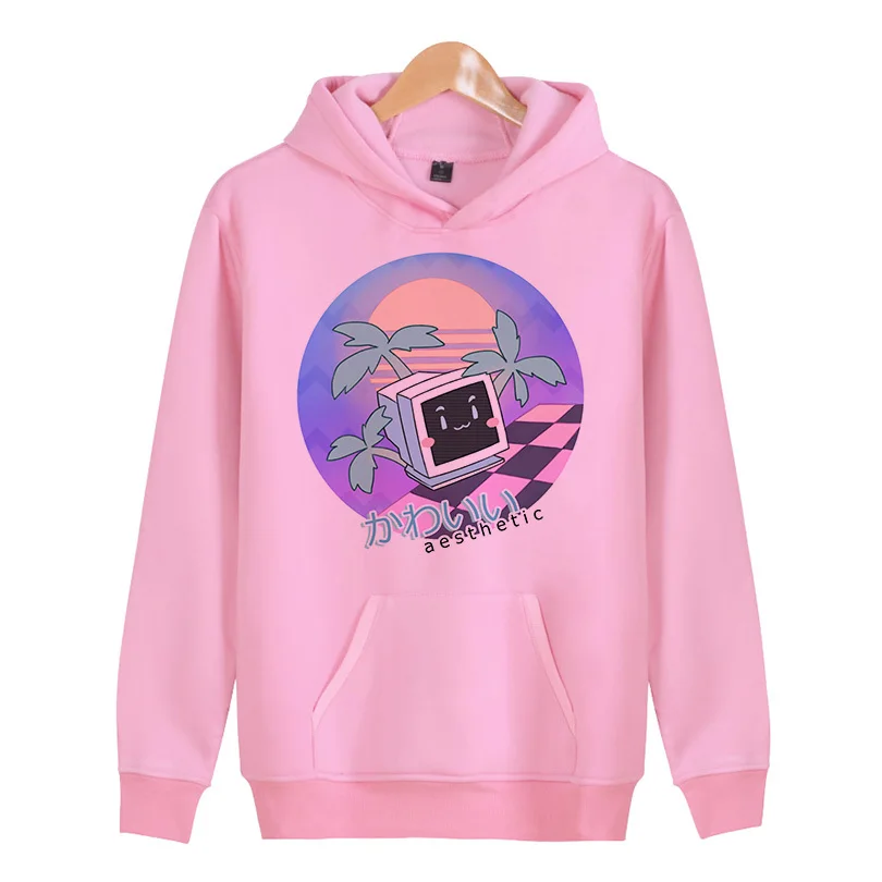 Мужские толстовки с капюшоном Vaporwave осень 2018 пуловер принтом на рукавах свитшоты