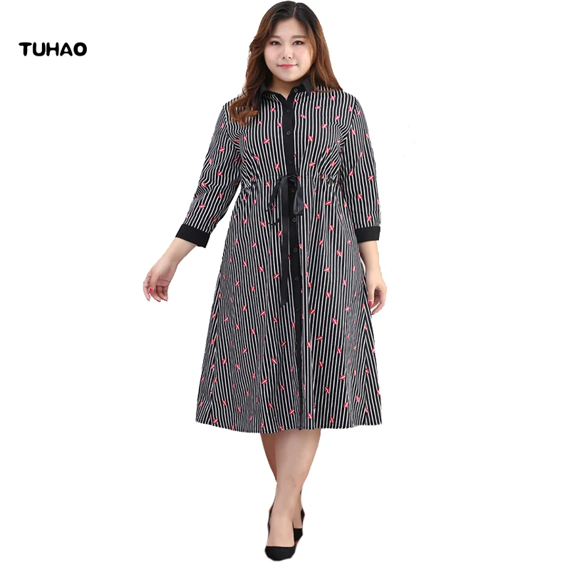 TUHAO 2018 Office Lady summer dresses Empire Plus Size 10XL 8XL 6XL Stripe Print Bow Sashes Shirt Dresses femme Loose DRESS MS17
TUHAO 2018 Office Lady summer dresses Empire Plus Size 10XL 8XL 6XL Stripe Print Bow Sashes Shirt Dresses femme Loose DRESS MS17