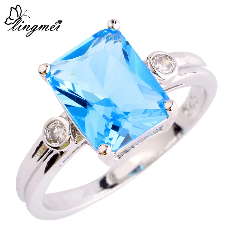 lingmei Wholesale Uuisex Rectangle Cut Blue & White CZ Silver Color Ring Size 6 7 8 9 10 Fashion Simple Women Ring Jewelry Gift
lingmei Wholesale Uuisex Rectangle Cut Blue & White CZ Silver Color Ring Size 6 7 8 9 10 Fashion Simple Women Ring Jewelry Gift
