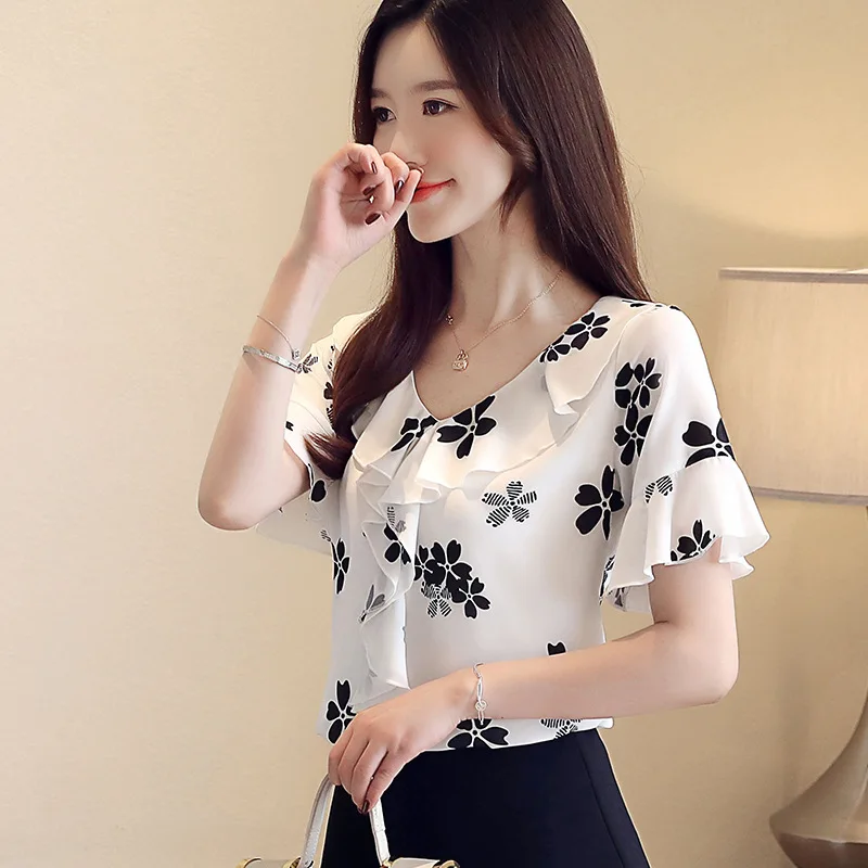 Fashion Women Short Sleeve Printed Flowers Leisure Temperament Chiffon Shirts Blouses
Fashion Women Short Sleeve Printed Flowers Leisure Temperament Chiffon Shirts Blouses