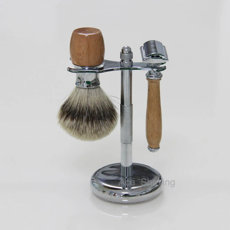 Beech Wood&Metal Handle Silvertip Badger Hair Shaving Brush DE Blade Double Edge Safety Razor Set
Beech Wood&Metal Handle Silvertip Badger Hair Shaving Brush DE Blade Double Edge Safety Razor Set