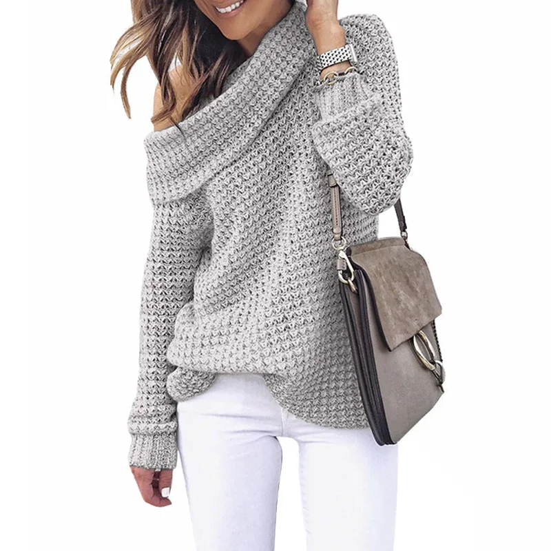 Autumn Winter Off Shoulder Pullover Womens Knitted Sweater Women Long Sleeve Loose Jumpers Oversized Sweater Pull Femme
Autumn Winter Off Shoulder Pullover Womens Knitted Sweater Women Long Sleeve Loose Jumpers Oversized Sweater Pull Femme