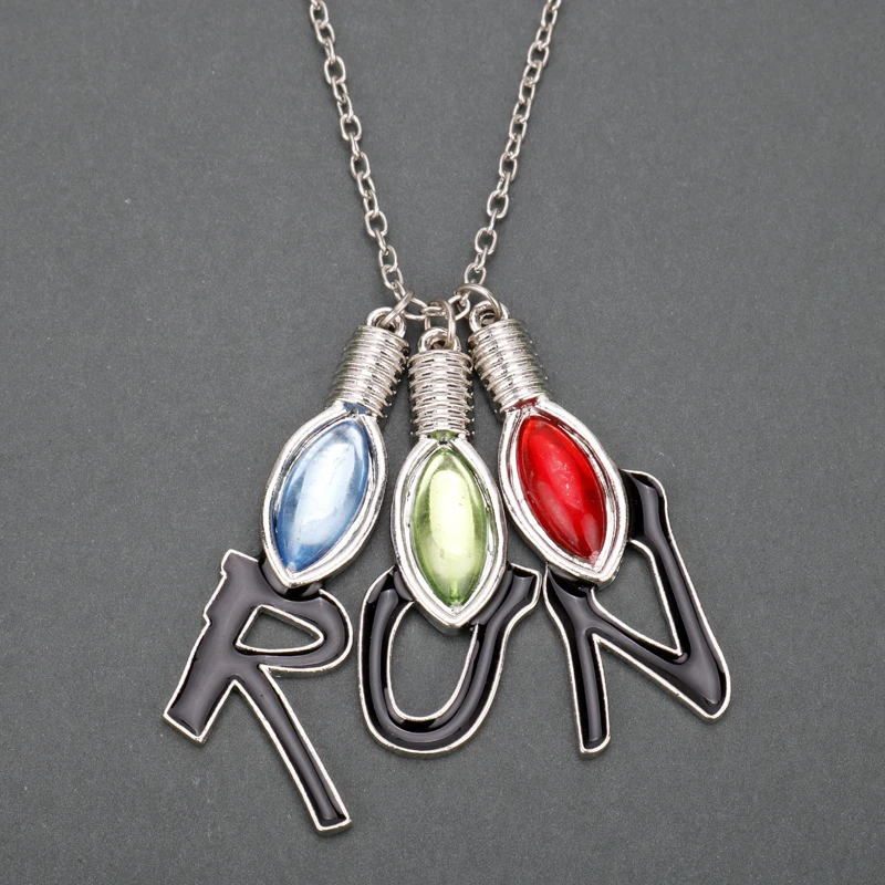 Fashion Bulb Letter RUN Pendant Necklace Movie Stranger Thing Necklace Terror Jewelry Long Chain Accessories
Fashion Bulb Letter RUN Pendant Necklace Movie Stranger Thing Necklace Terror Jewelry Long Chain Accessories