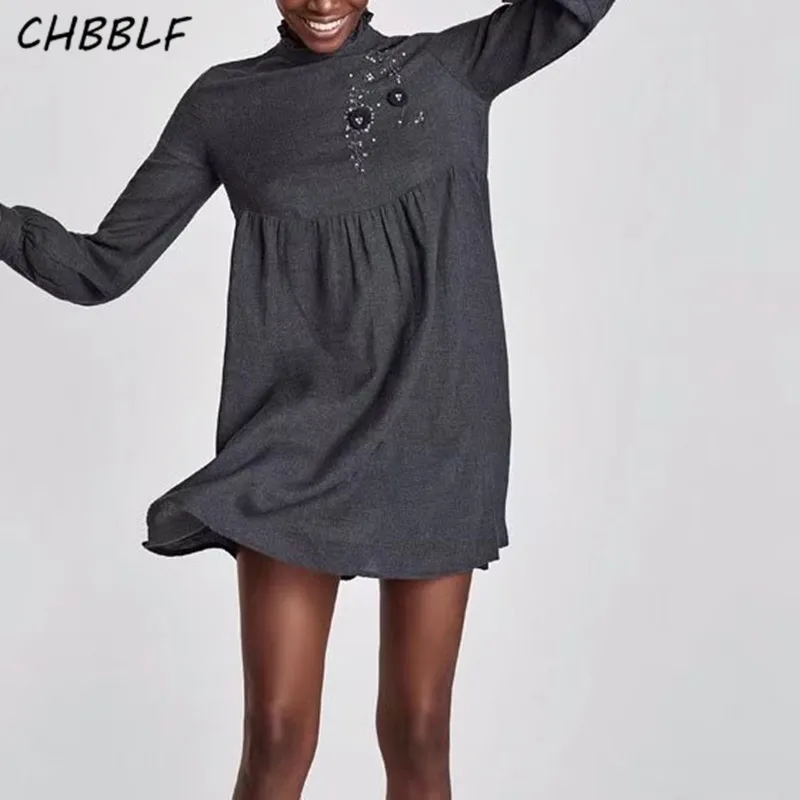 vintage beading sequined floral embroidery dresses ruffled neck long sleeve female chic pleated vestidos CVC8463
vintage beading sequined floral embroidery dresses ruffled neck long sleeve female chic pleated vestidos CVC8463