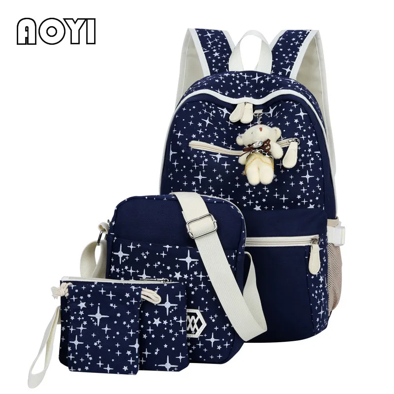 AOYI 4Pcs/Set Women Canvas Backpacks Printing Backpack Lovely Bear Decor Preppy Mochila Escolar Laptop School Book Bag for Girls
AOYI 4Pcs/Set Women Canvas Backpacks Printing Backpack Lovely Bear Decor Preppy Mochila Escolar Laptop School Book Bag for Girls