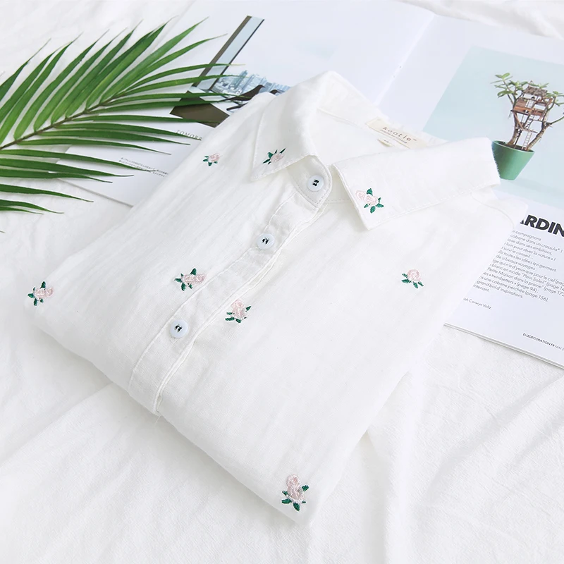 Floral Embroidery Women Office Shirts Autumn White Blouses Casual Ladies Tops Female Blusas Camisa Double Cotton Yarns Clothes
Floral Embroidery Women Office Shirts Autumn White Blouses Casual Ladies Tops Female Blusas Camisa Double Cotton Yarns Clothes