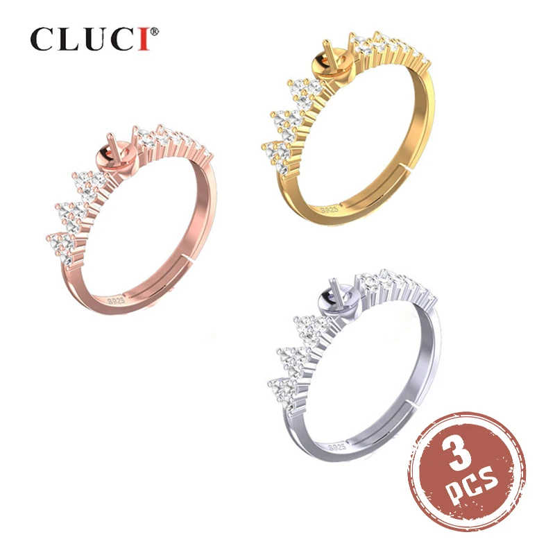 CLUCI 3pcs Silver 925 Zircon Crown Pearl Ring Mounting for Women Wedding Real 925 Sterling Silver Adjustable Crown Rings Jewelry
CLUCI 3pcs Silver 925 Zircon Crown Pearl Ring Mounting for Women Wedding Real 925 Sterling Silver Adjustable Crown Rings Jewelry