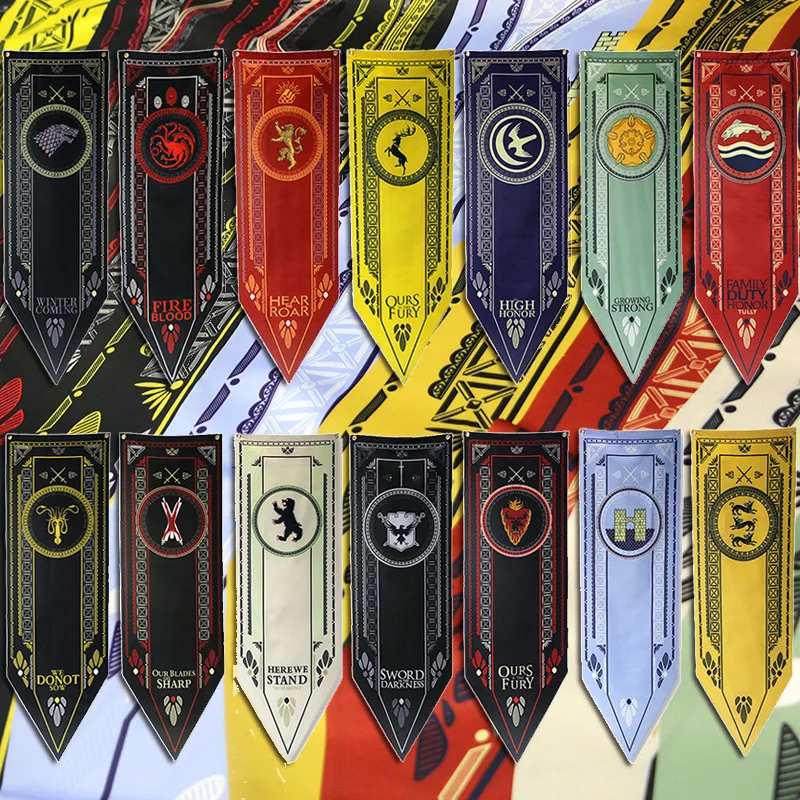 46x150cm HQ Game Of Thrones Banner Home Decorative Flags Stark Targaryen Lannister GOT Satin bar room decoration Flag banners
46x150cm HQ Game Of Thrones Banner Home Decorative Flags Stark Targaryen Lannister GOT Satin bar room decoration Flag banners