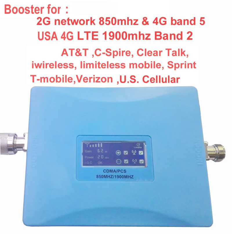 USA 4G booster band 5 850mhz CDMA repeater &4G repeater band 2 1900Mhz LTE FDD signal amplifier for AT&T Sprint Verizon T mobile
USA 4G booster band 5 850mhz CDMA repeater &4G repeater band 2 1900Mhz LTE FDD signal amplifier for AT&T Sprint Verizon T mobile