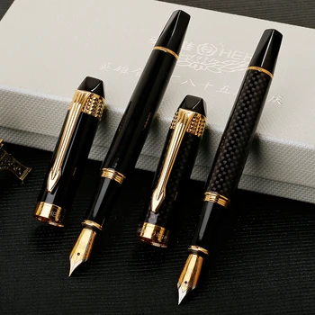 

Gold Clip Black Plaid Fountain Pen Luxury 0.5mm Iridium Point Metal Writing Pens for Office Business Gift Stationery