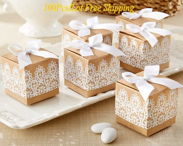 (100 Pieces/lot) Lace Wedding Rustic and Lace Kraft Wedding favor box For Bridal Shower Party favors and Wedding gift box favor
(100 Pieces/lot) Lace Wedding Rustic and Lace Kraft Wedding favor box For Bridal Shower Party favors and Wedding gift box favor