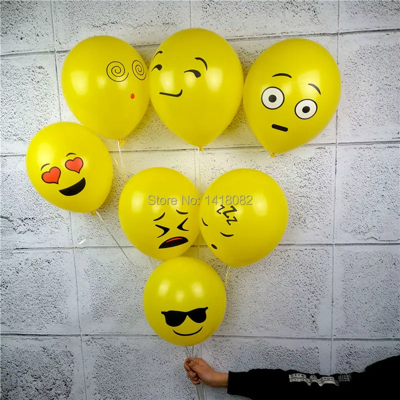 

50Pcs/Lot 12inch 2.8g Emoji Balloons Smiley Face Expression Yellow Latex Balloons Party Wedding Ballon Cartoon Inflatable Balls
