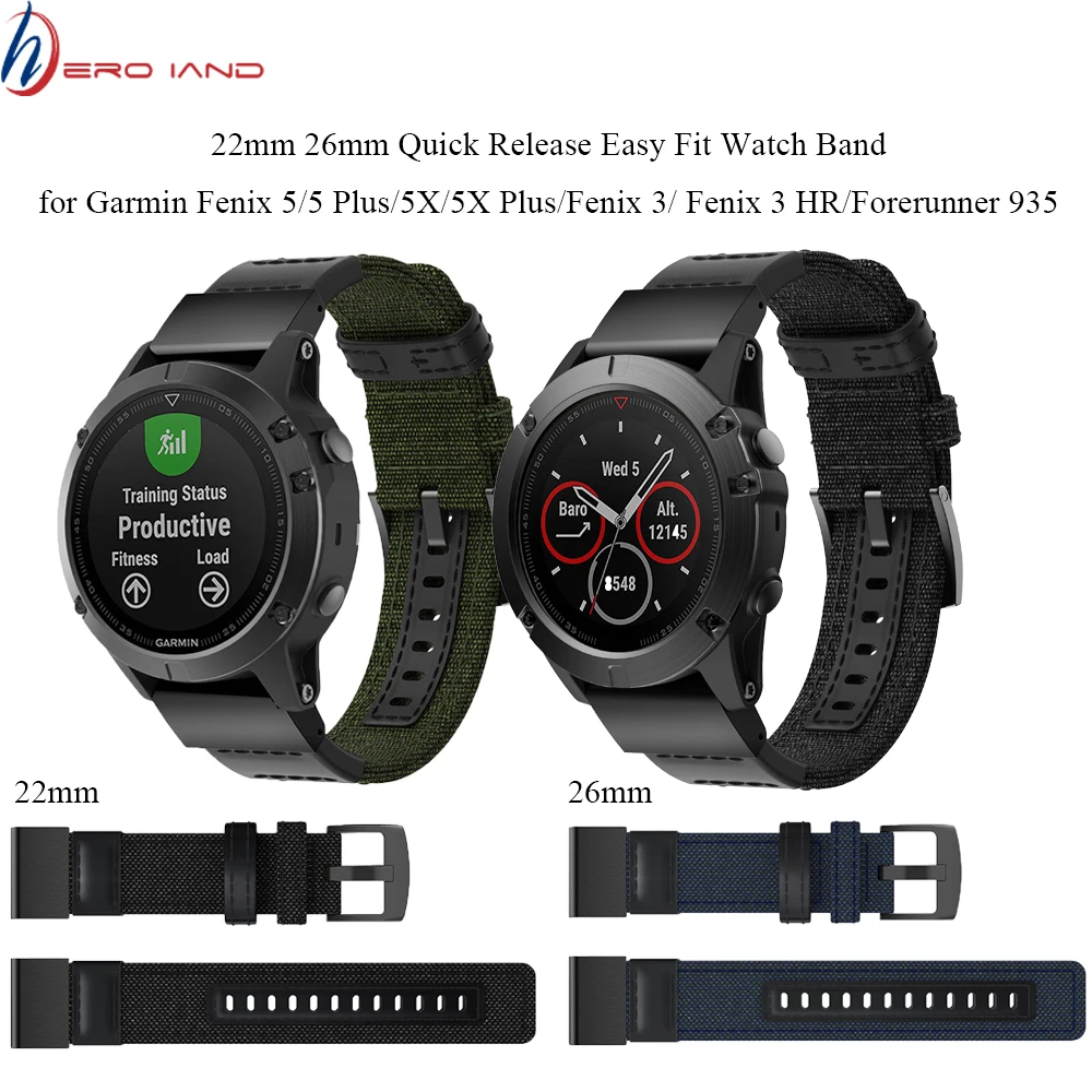 Hero Iand 22mm 26mm Quick Release Easy Fit Watch Band for Garmin Fenix 5X/5 fenix 3 HR Woven Nylon Genuine Leather Strap Sports
Hero Iand 22mm 26mm Quick Release Easy Fit Watch Band for Garmin Fenix 5X/5 fenix 3 HR Woven Nylon Genuine Leather Strap Sports