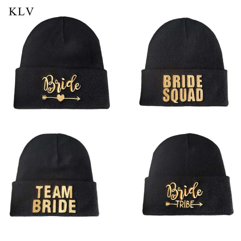 Winter Knitted Cuffed Cap Wedding Team Womens Bride Bachelor Party Golden Embroidered Letters Skiing Warm Stretchy Beanie Hat
Winter Knitted Cuffed Cap Wedding Team Womens Bride Bachelor Party Golden Embroidered Letters Skiing Warm Stretchy Beanie Hat