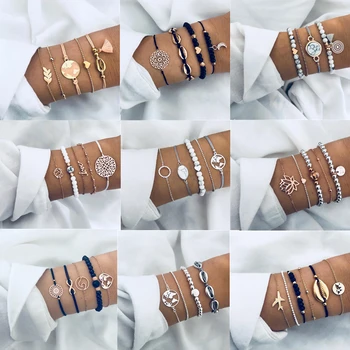 5Pcs/set Bohemian Gold color Moon Leaf Crystal Opal Open Bracelet Set for Women Punk Boho Beach Bangle Jewelry Gift
5Pcs/set Bohemian Gold color Moon Leaf Crystal Opal Open Bracelet Set for Women Punk Boho Beach Bangle Jewelry Gift