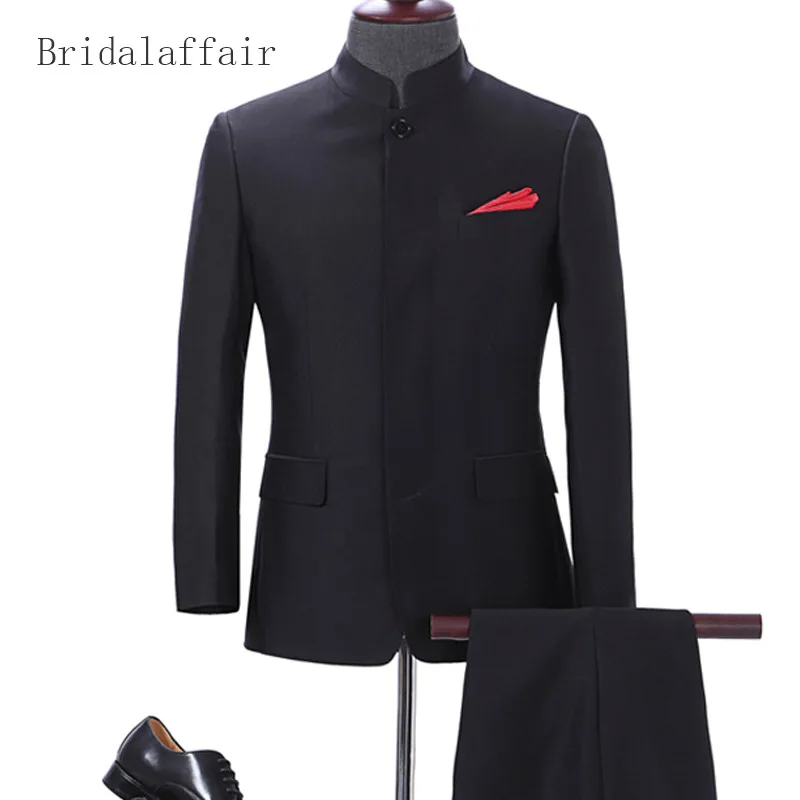 Bridalaffair Fashion Black Mens Wedding Suits Wool Blend Groom Tuxedo Luxury Chinese Tunic Suit Men Suit Jacket with Pants 2Pcs
Bridalaffair Fashion Black Mens Wedding Suits Wool Blend Groom Tuxedo Luxury Chinese Tunic Suit Men Suit Jacket with Pants 2Pcs