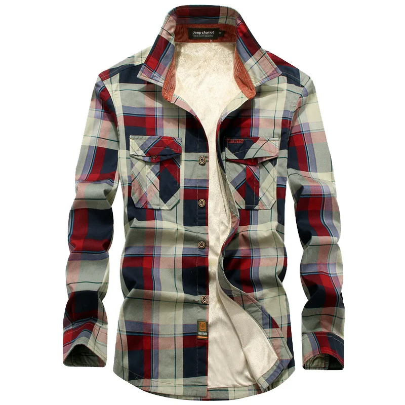 New Winter Plaid Fleece Shirt Men 100% Cotton Liner Casual Long Sleeve Shirts Outerwear Thick Warm Autumn Shirt Chemise Homme
New Winter Plaid Fleece Shirt Men 100% Cotton Liner Casual Long Sleeve Shirts Outerwear Thick Warm Autumn Shirt Chemise Homme