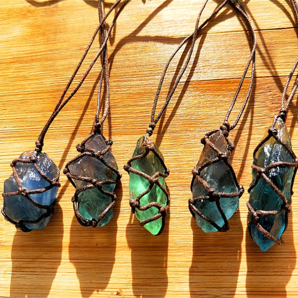 Natural Quartz Crystal Stone Blue-green Fluorite Treatment Stone Ornament Fluorite DIY Pendant Random Hand-woven Braided Rope
Natural Quartz Crystal Stone Blue-green Fluorite Treatment Stone Ornament Fluorite DIY Pendant Random Hand-woven Braided Rope