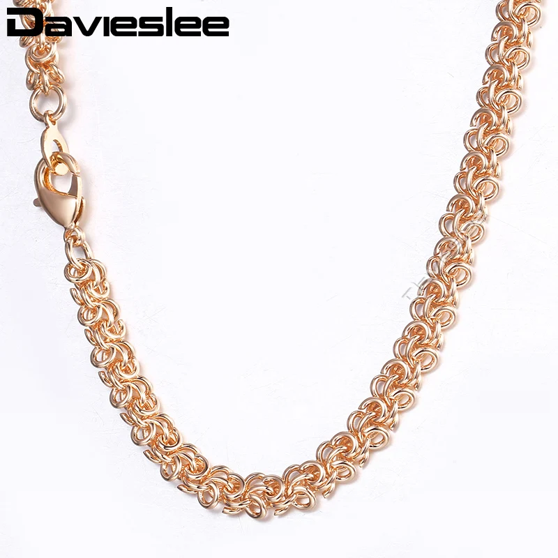 Ожерелье Davieslee LCN13 для мужчин и женщин колье из розового золота 585 пробы с